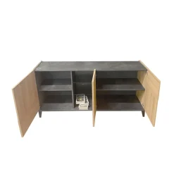 Bissolo Casa Credenze E Vetrine<CREDENZA 3 ANTE NERO PORTLAND E RIVIERA OAK: vendita online CREDENZA 3 ANTE NERO PORTLAND E RIVIERA OAK in offerta