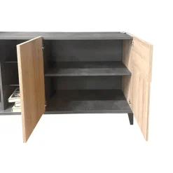 Bissolo Casa Credenze E Vetrine<CREDENZA 3 ANTE NERO PORTLAND E RIVIERA OAK: vendita online CREDENZA 3 ANTE NERO PORTLAND E RIVIERA OAK in offerta