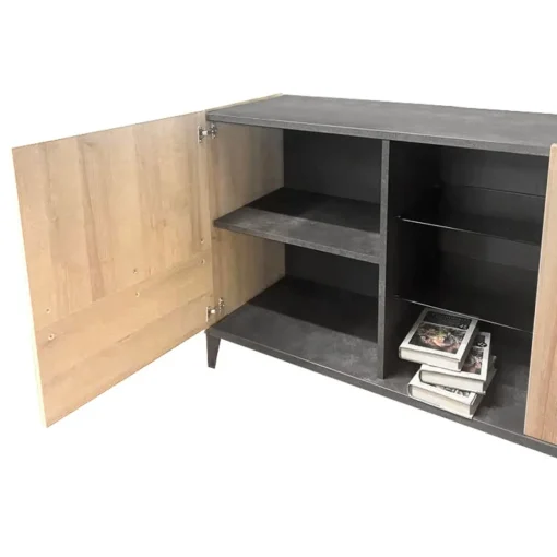 Bissolo Casa Credenze E Vetrine<CREDENZA 3 ANTE NERO PORTLAND E RIVIERA OAK: vendita online CREDENZA 3 ANTE NERO PORTLAND E RIVIERA OAK in offerta