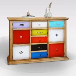 Bissolo Casa Mobili Shabby Chic|Credenze E Vetrine In Arte Povera<Credenza Arlecchino a Tre Ante ed Un Cassetto - BissoloCasa