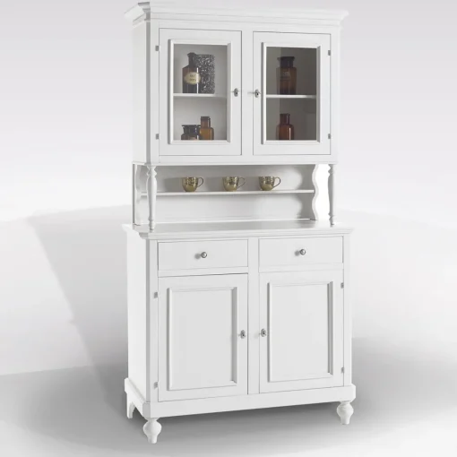 Bissolo Casa Credenze E Vetrine In Arte Povera<Credenza con cristalliera in legno bianco