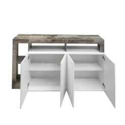 Bissolo Casa Credenze E Vetrine<CREDENZA HAMBURG 4 ANTE BIANCO LUCIDO E PERO in vendita online