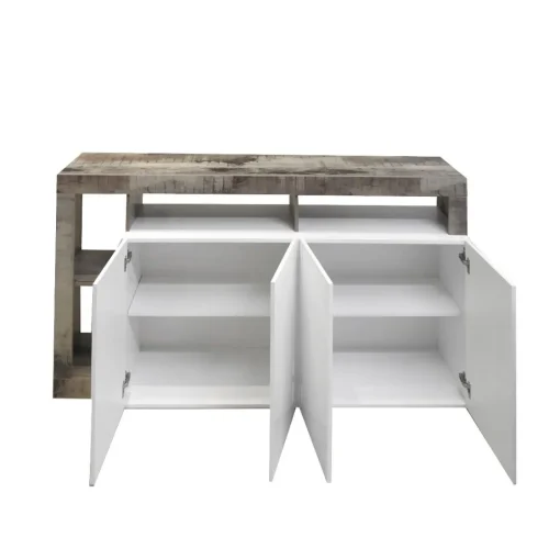 Bissolo Casa Credenze E Vetrine<CREDENZA HAMBURG 4 ANTE BIANCO LUCIDO E PERO in vendita online