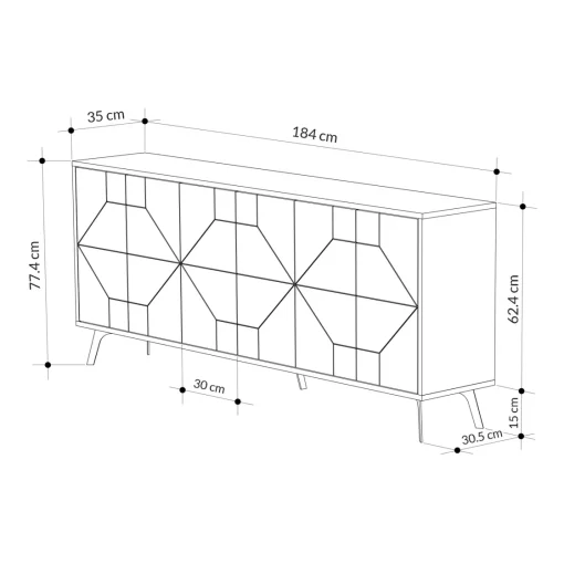 Bissolo Casa Credenze E Vetrine<CREDENZA MOD. DUNE ANCIENT WHITE