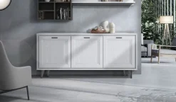 Bissolo Casa Credenze E Vetrine<CREDENZA MOD. FOSTER CM 189X45 H.79 BIANCO FRASSINATO in vendita online