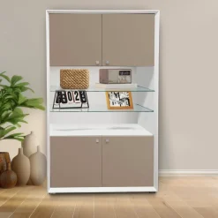 Bissolo Casa Credenze E Vetrine<CREDENZA MOD. GIORNO PER GIORNO CM 105.6X45 H.167.6 NUVOLA FRASSINO E FANGO LISCIO in vendita online