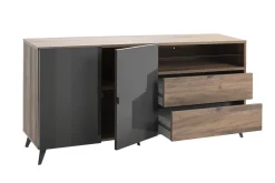 Bissolo Casa Credenze E Vetrine<CREDENZA MOD. INFINITO CM 179.2X42.9 H.85 NOCE BRERA E GRIGIO TITANIO LUCIDO in vendita online