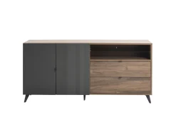 Bissolo Casa Credenze E Vetrine<CREDENZA MOD. INFINITO CM 179.2X42.9 H.85 NOCE BRERA E GRIGIO TITANIO LUCIDO in vendita online