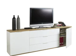 Bissolo Casa Credenze E Vetrine<CREDENZA MOD. MUNDI BIANCO LUCIDO E ROVERE ARTISAN in vendita online