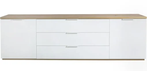 Bissolo Casa Credenze E Vetrine<CREDENZA MOD. MUNDI BIANCO LUCIDO E ROVERE ARTISAN in vendita online