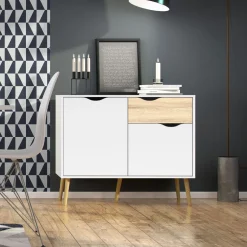 Bissolo Casa Credenze E Vetrine<CREDENZA MOD. OSLO BIANCO OPACO E OAK: vendita online CREDENZA MOD. OSLO BIANCO OPACO E OAK in offerta