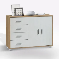 Bissolo Casa Mobili Da Ingresso|Credenze E Vetrine<CREDENZA MOD. QUADRANTE NOCE STELVIO E OSSIDO BIANCO in vendita online