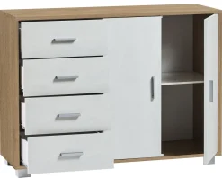 Bissolo Casa Mobili Da Ingresso|Credenze E Vetrine<CREDENZA MOD. QUADRANTE NOCE STELVIO E OSSIDO BIANCO in vendita online