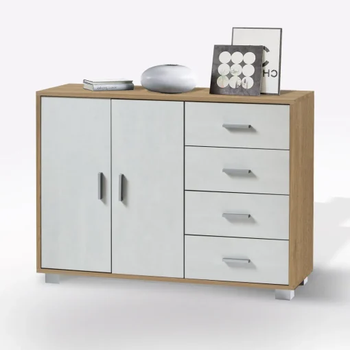 Bissolo Casa Mobili Da Ingresso|Credenze E Vetrine<CREDENZA MOD. QUADRANTE NOCE STELVIO E OSSIDO BIANCO in vendita online