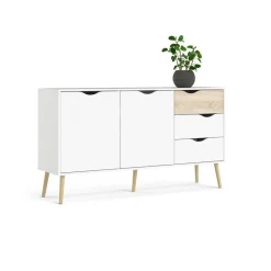 Bissolo Casa Credenze E Vetrine<CREDENZA OSLO BIANCO OPACO E OAK: vendita online CREDENZA OSLO BIANCO OPACO E OAK in offerta