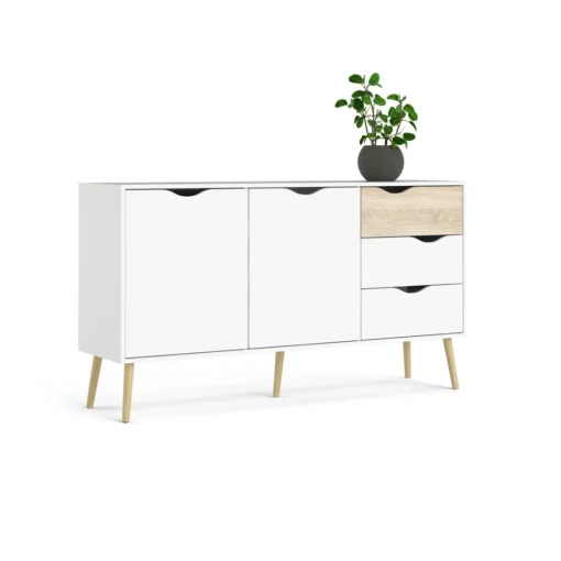 Bissolo Casa Credenze E Vetrine<CREDENZA OSLO BIANCO OPACO E OAK: vendita online CREDENZA OSLO BIANCO OPACO E OAK in offerta