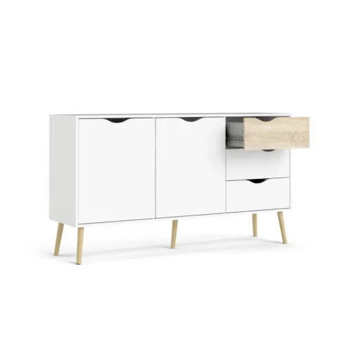 Bissolo Casa Credenze E Vetrine<CREDENZA OSLO BIANCO OPACO E OAK: vendita online CREDENZA OSLO BIANCO OPACO E OAK in offerta