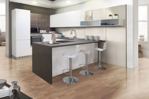 Bissolo Casa Cucine Moderne<Cucina completa con maniglia a gola: cucina in bianco lucido moderna
