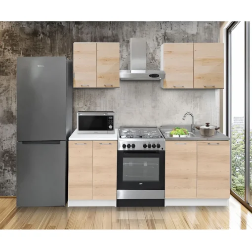 Bissolo Casa Cucine Componibili E Modulari<CUCINA COMPONIBILE CM 200 BIANCO E ROVERE ARTISAN
