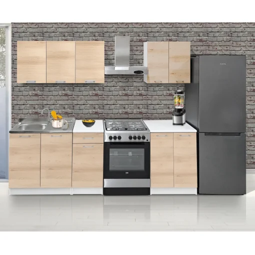 Bissolo Casa Cucine Componibili E Modulari<CUCINA COMPONIBILE CM 240 BIANCO E ROVERE ARTISAN