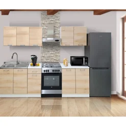 Bissolo Casa Cucine Componibili E Modulari<CUCINA COMPONIBILE CM 260 BIANCO E ROVERE ARTISAN