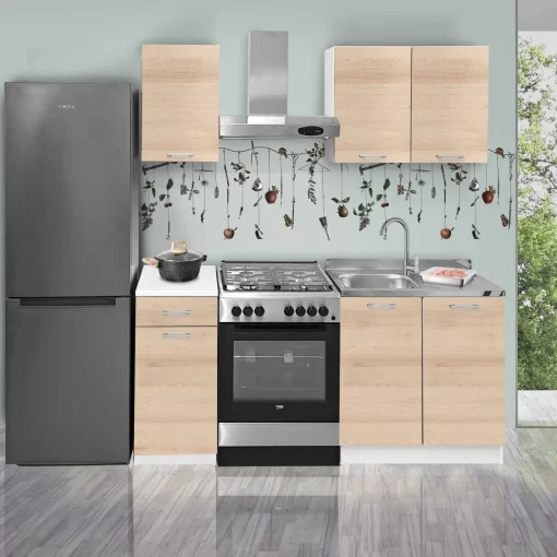 Bissolo Casa Cucine Componibili E Modulari<CUCINA COMPONIBILE CM 180 BIANCO E ROVERE ARTISAN