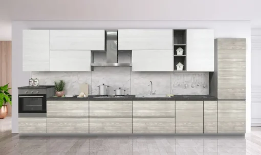Bissolo Casa Cucine Moderne<CUCINA COMPONIBILE MOD. FLO EVO NOCE GRIGIO E NOCE BIANCO