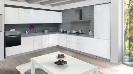 Bissolo Casa Cucine Moderne<CUCINA COMPONIBILE MOD. FLO EVO LACCATO BIANCO LUCIDO