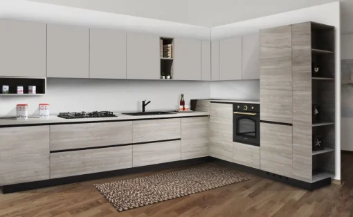 Bissolo Casa Cucine Moderne<CUCINA COMPONIBILE NOCE GRIGIO E UTOPIA SETA