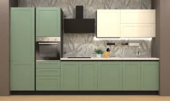 Bissolo Casa Cucine Complete<CUCINA MOD. DORA CM 363X60 H.216 VERDE OPACO E BIANCO OPACO PROMO ACQUARIO