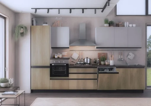 Bissolo Casa Cucine Complete<CUCINA MOD. EMILY COMP. LOLA CM 360X60 H.216 VERSIONE SINISTRA