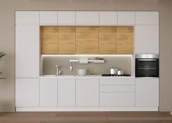 Bissolo Casa Cucine Complete<CUCINA MOD. KELLY CM 360X60 H.252 BIANCO POLARE E ROVERE CALDO PROMO BILANCIA