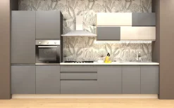 Bissolo Casa Cucine Complete<CUCINA MOD. KELLY CM 360X60 H.216 GRIGIO ACCIAIO E FRASSINO BIANCO PROMO VERGINE