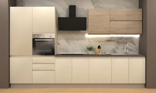 Bissolo Casa Cucine Complete<CUCINA MOD. KELLY CM 360X60 H.216 GRIGIO SASSO E ROVERE CALDO PROMO ACQUARIO