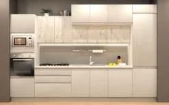 Bissolo Casa Cucine Complete<CUCINA MOD. KELLY CM 360X60 H.240 GRIGIO SASSO ED EFFETTO MARMO BIANCO PROMO TORO