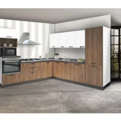 Bissolo Casa Cucine Complete<CUCINA MOD. MIRA CM 257X272 H.216 COGNAC E BIANCO OPACO