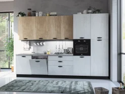 Bissolo Casa Cucine Complete<CUCINA MOD. MIRA COMP. VIOLA CM 330X60 H.240 VERSIONE DESTRA