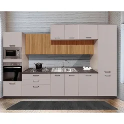 Bissolo Casa Cucine Complete<CUCINA MOD. SANDY CM 360X60 H. 240/216 CANAPA POLVERE E NOCE NATURALE PROMO TORO