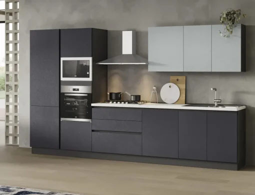Bissolo Casa Cucine Complete<CUCINA MOD. SANDY CM 363X60 H.216 ANTRACITE POLVERE E GHIACCIO POLVERE PROMO CANCRO