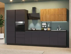 Bissolo Casa Cucine Complete<CUCINA MOD. SANDY CM 363X60 H.216 ANTRACITE E NOCE NATURALE PROMO ACQUARIO