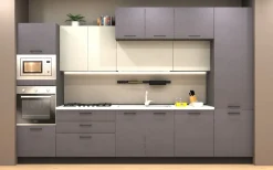 Bissolo Casa Cucine Complete<CUCINA MOD. SANDY CM 360X60 H.240 BIANCO DUNE E ANTRACITE POLVERE PROMO TORO