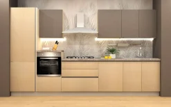 Bissolo Casa Cucine Complete<CUCINA MOD. SANDY CM 365X60 H.216 SABBIA DUNE E CANAPA POLVERE PROMO LEONE