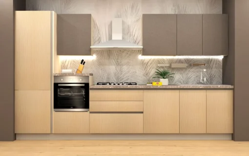 Bissolo Casa Cucine Complete<CUCINA MOD. SANDY CM 365X60 H.216 SABBIA DUNE E CANAPA POLVERE PROMO LEONE