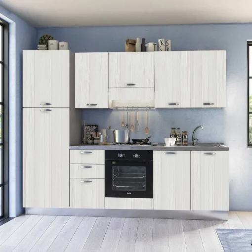 Bissolo Casa Cucine Complete<cucina moderna bloccata 255cm in rovere bianco