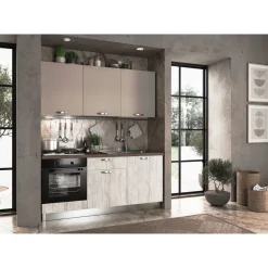Bissolo Casa Cucine Complete<CUCINA MOD.MIRA COMP. ALBA CM 180X60 H.216 ROVERE BIANCO E FANGO OPACO