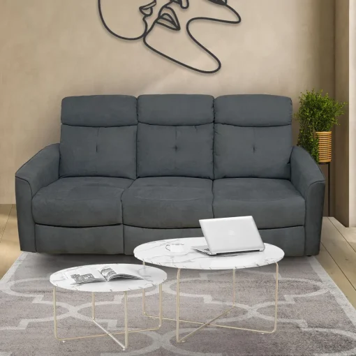 Bissolo Casa Divani A 3 Posti<DIVANO 3 POSTI ENEA CON RELAX MANUALE IN TESSUTO GRIGIO SCURO : vendita online DIVANO 3 POSTI ENEA CON RELAX MANUALE IN TESSUTO GRIGIO SCURO in offerta