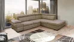 Bissolo Casa Divani Angolari<Divano ad Angolo: Divano Angolare con Penisola Nabuk Elephant e Beige