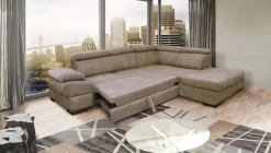 Bissolo Casa Divani Angolari<Divano ad Angolo: Divano Angolare con Penisola Nabuk Elephant e Beige