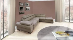 Bissolo Casa Divani Angolari<Divano ad Angolo: Divano Angolare con Penisola Nabuk Elephant e Beige