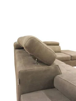 Bissolo Casa Divani Angolari<Divano ad Angolo: Divano Angolare con Penisola Nabuk Elephant e Beige